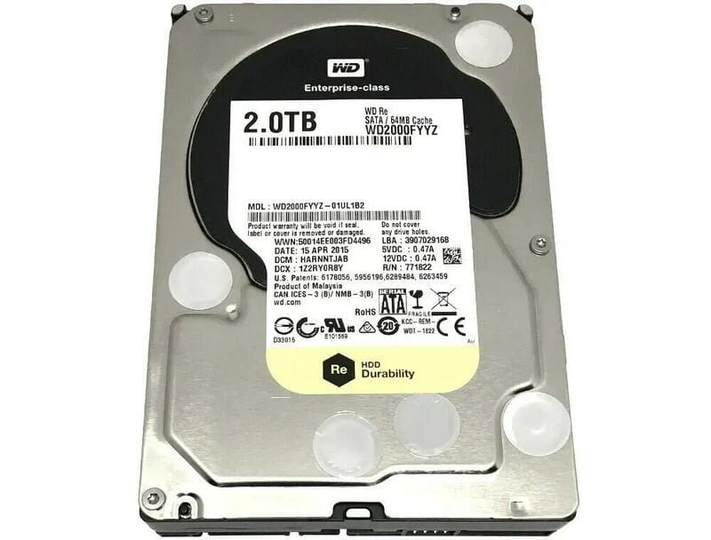 Накопичувач HDD SATA 2.0TB WD RE 7200rpm 64MB (WD2000FYYZ)