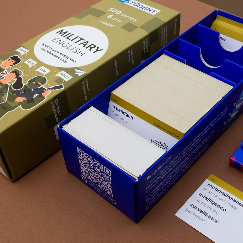 Картки для вивчення англійської мови English Student. Military English (500 карток)