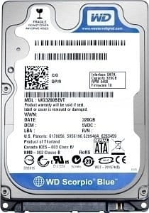 Накопитель HDD 2.5" SATA  320Gb WD, 8Mb, Caviar Blue (WD3200LPVX)