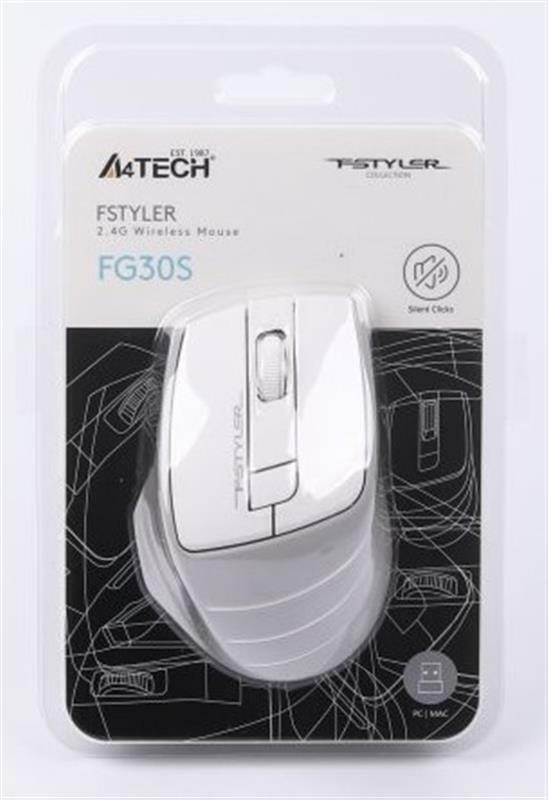 Мышь беспроводная A4Tech FG30S Grey/White USB