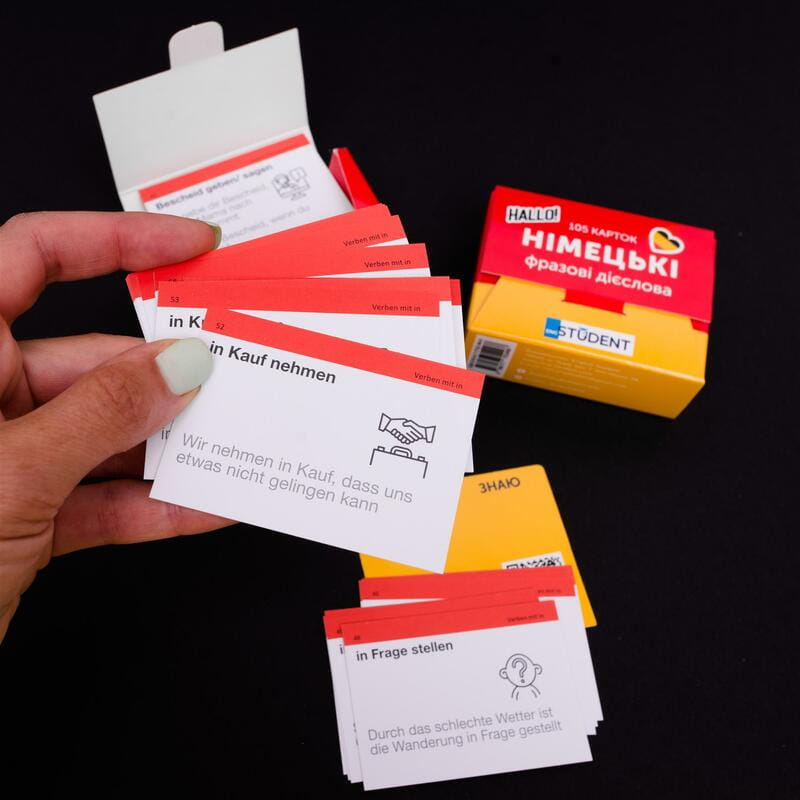 Карточки для изучения немецкого языка English Student. Немецкие фразовые глаголы