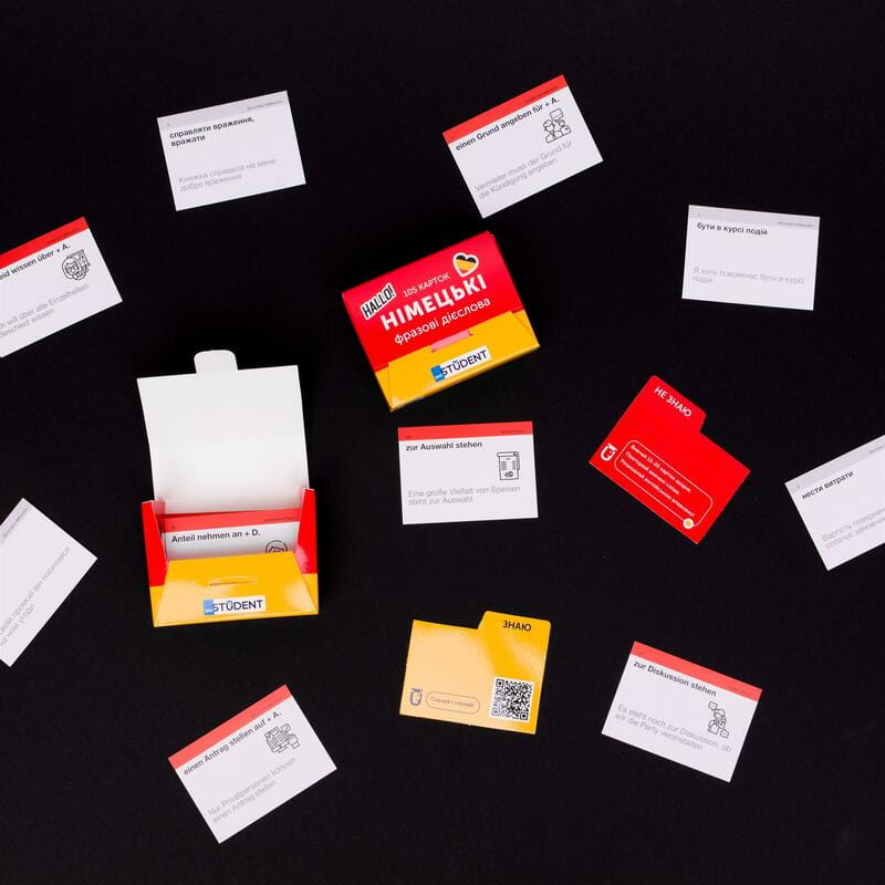 Карточки для изучения немецкого языка English Student. Немецкие фразовые глаголы