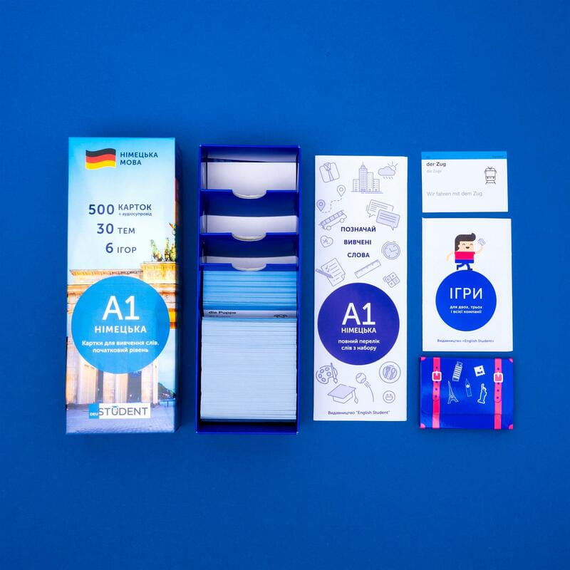 Карточки для изучения немецкого языка English Student. Немецкий старт A1+A2