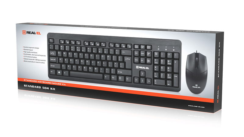 Комплект (клавіатура, миша) REAL-EL Standard 504 Kit Black (EL123100037)