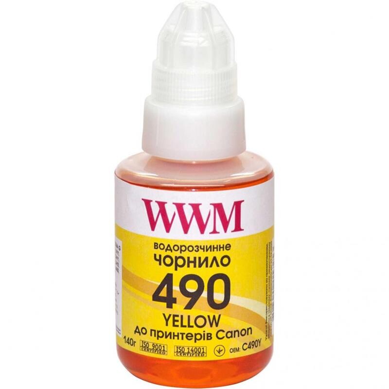 Чернила WWM Canon Pixma G1400/G2400/G3400 Yellow (C490Y) 140г