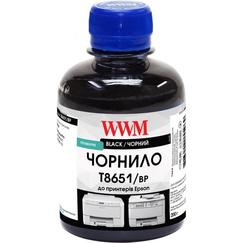 Чернила WWM Epson WorkForce Pro WF-M5690/WF-M5190 Black Pigment (T8651/BP) 200г+шприц