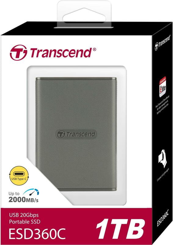 Накопичувач зовнішній SSD USB 3.2 Gen 2 Type-C 1.0TB Transcend ESD360C Grey (TS1TESD360C)