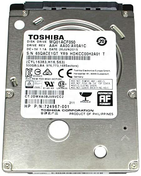 Накопитель HDD 2.5" SATA  500GB Toshiba 7200rpm 16MB (MQ01ACF050)