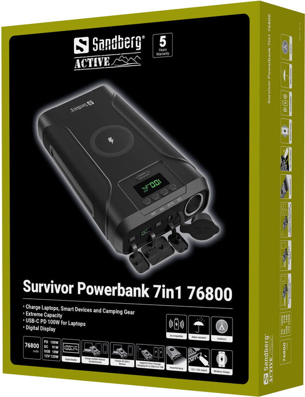 Универсальная мобильная батарея Sandberg Survivor Powerbank 76800mAh Black (421-15)