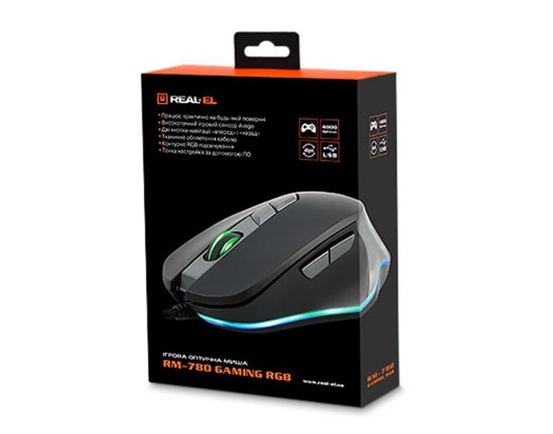 Мышь REAL-EL RM-780 Gaming Black USB