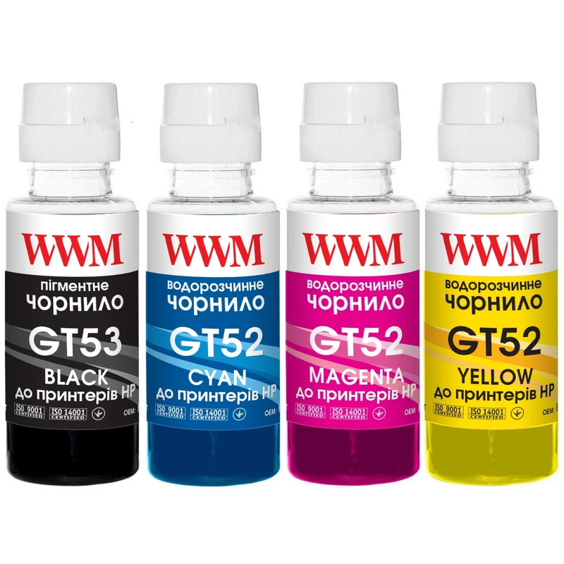 Комплект чорнил WWM HP GT52/53 115/315/319/410/415/419 BK/С/M/Y (GT53SET) 4*100г