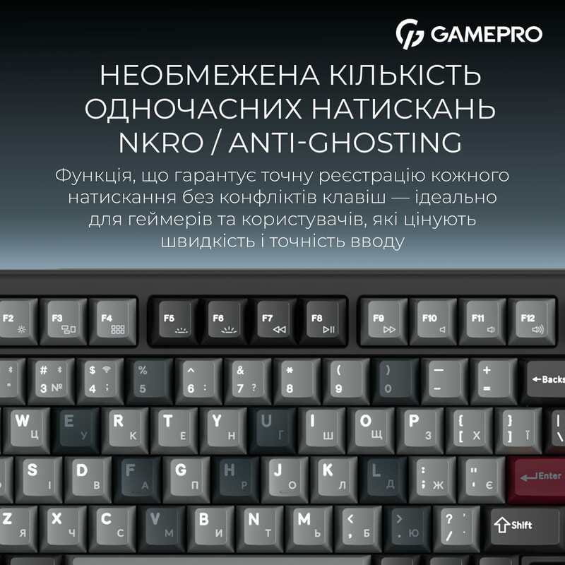 Клавиатура беспроводная GamePro Asgard Yord Keychron Super Red Switch Black (MK266BK)