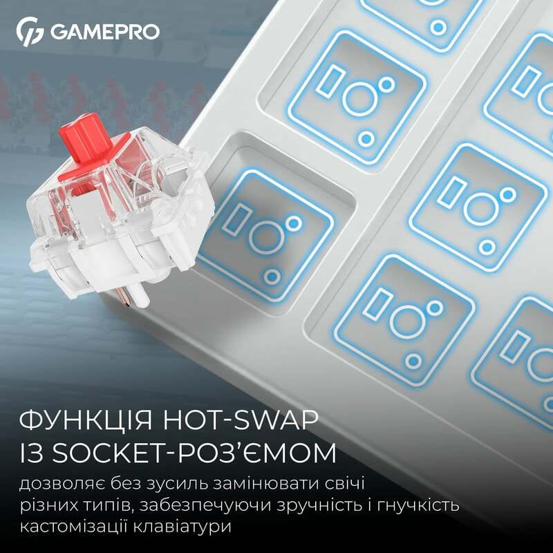 Клавиатура беспроводная GamePro Asgard Yord Keychron Super Red Switch White (MK266WH)