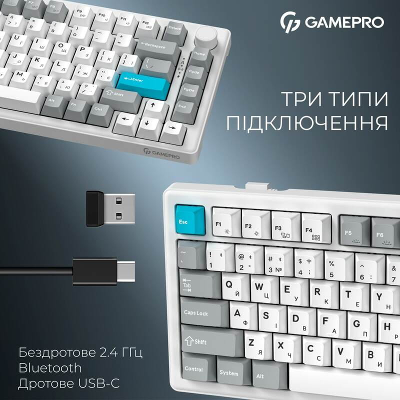 Клавиатура беспроводная GamePro Asgard Yord Keychron Super Red Switch White (MK266WH)