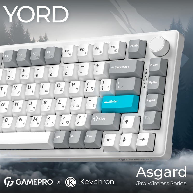 Клавиатура беспроводная GamePro Asgard Yord Keychron Super Red Switch White (MK266WH)