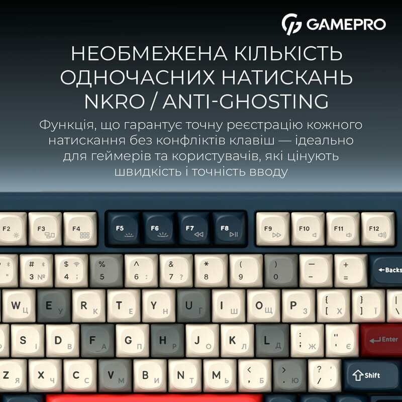 Клавиатура беспроводная GamePro Asgard Yord Keychron Super Red Switch Blue (MK266BL)