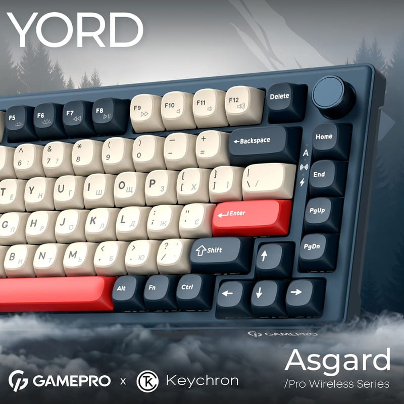 Клавиатура беспроводная GamePro Asgard Yord Keychron Super Red Switch Blue (MK266BL)