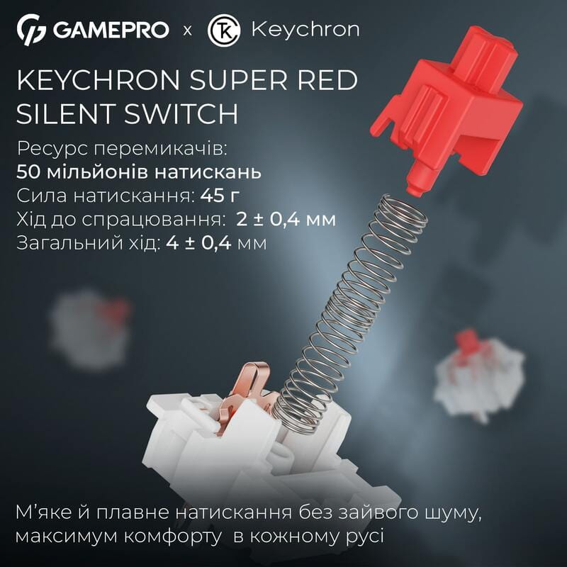 Клавиатура беспроводная GamePro Asgard Ragnar Keychron Super Red Switch Blue (MK285BL)