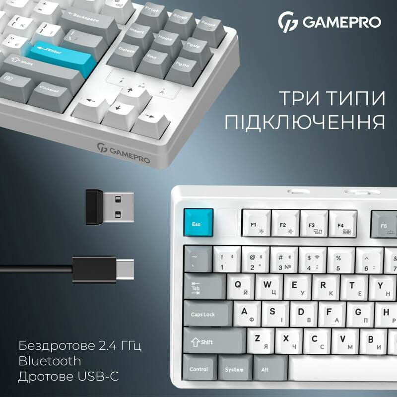 Клавиатура беспроводная GamePro Asgard Ragnar Keychron Super Red Switch White (MK285WH)