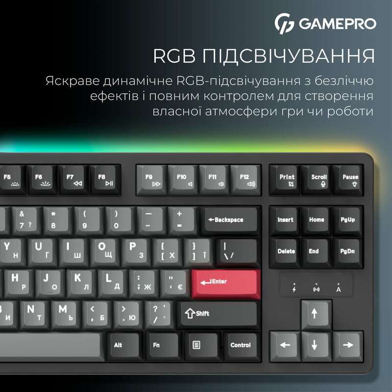 Клавиатура беспроводная GamePro Asgard Ragnar Keychron Super Red Switch Black (MK285BK)