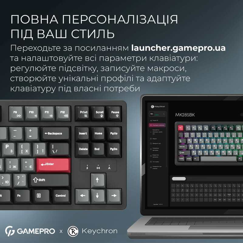 Клавиатура беспроводная GamePro Asgard Ragnar Keychron Super Red Switch Black (MK285BK)