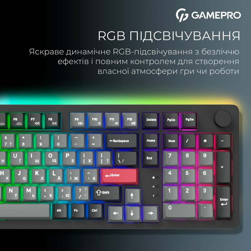Клавиатура беспроводная GamePro Asgard Drakkar Keychron Super Red Switch Black (MK305BK)