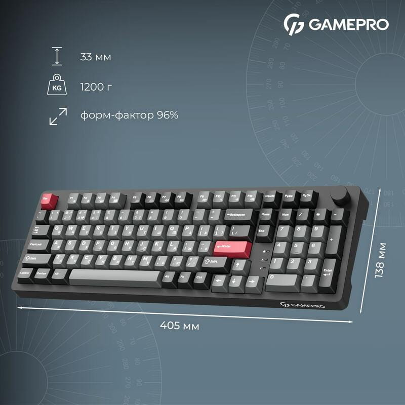 Клавиатура беспроводная GamePro Asgard Drakkar Keychron Super Red Switch Black (MK305BK)