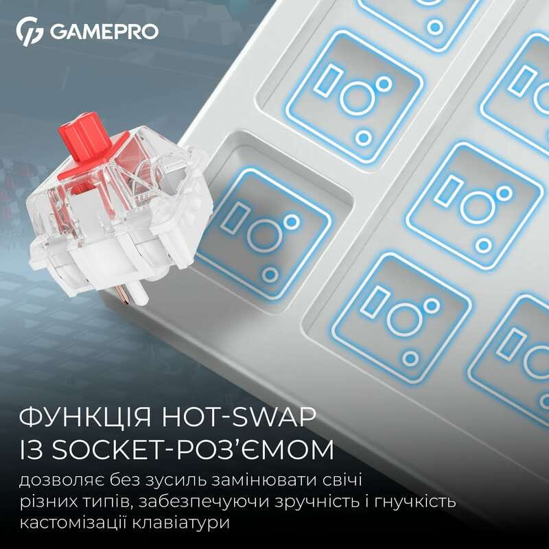 Клавиатура беспроводная GamePro Asgard Drakkar Keychron Super Red Switch White (MK305WH)