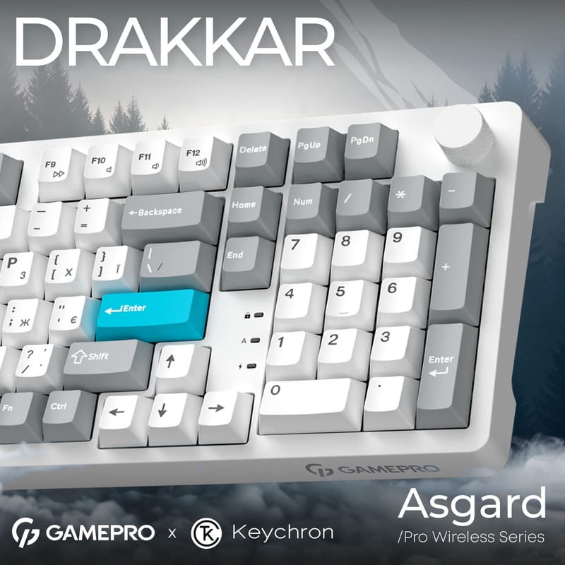 Клавиатура беспроводная GamePro Asgard Drakkar Keychron Super Red Switch White (MK305WH)
