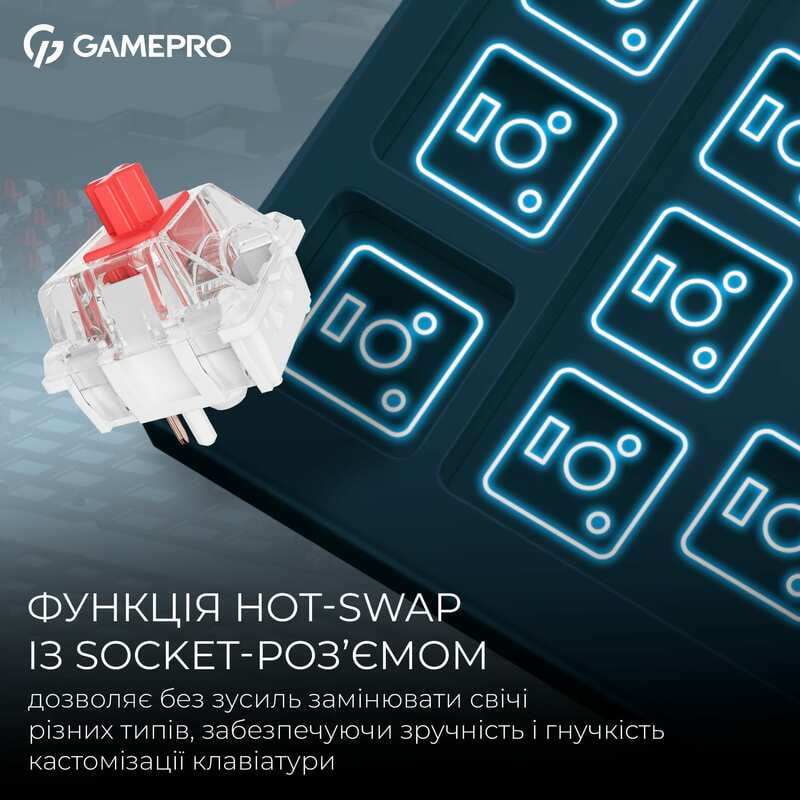 Клавиатура беспроводная GamePro Asgard Drakkar Keychron Super Red Switch Blue (MK305BL)