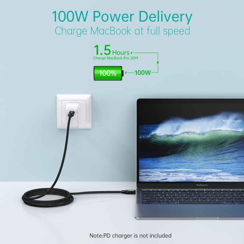 Кабель Choetech USB Type-C - USB Type-C (M/M) 100W, 2м Black (XCC-1007-V2-BK)