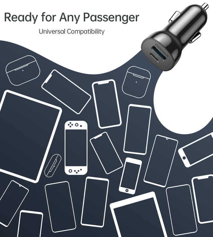 Автомобільний зарядний пристрій Choetech (1USB Type C; 1USB) 38W PD3.0 QC3.0 Black (TC0005-BK)