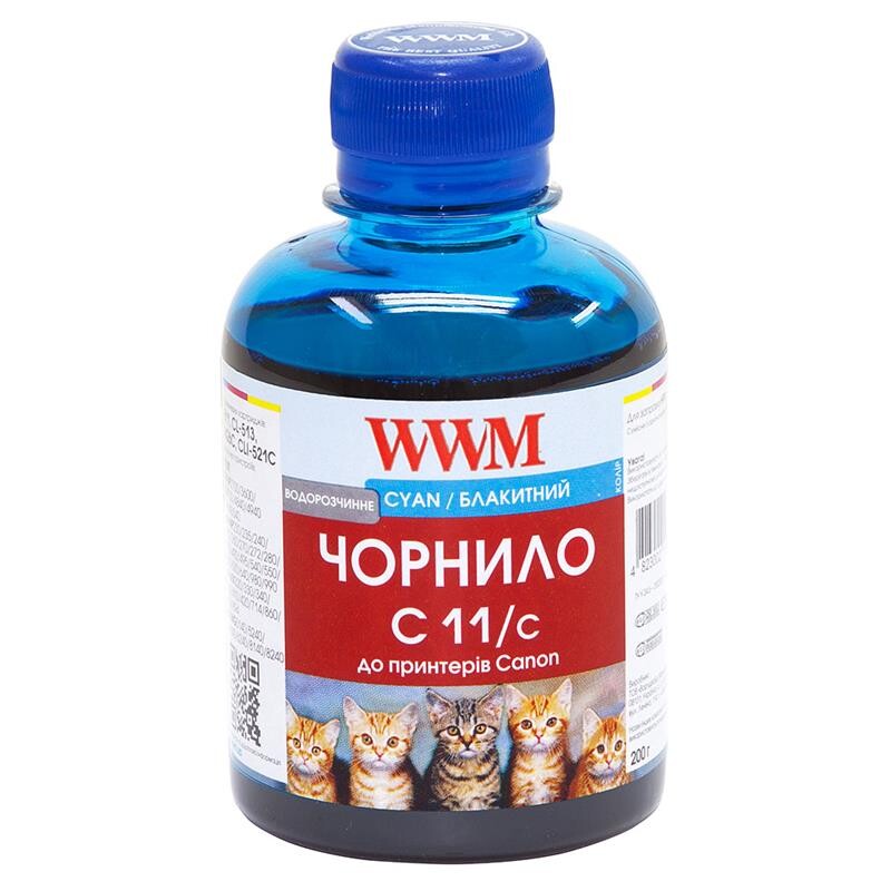 Чернила WWM CANON CL-511C/CL-513С/CLI-521C (Cyan) (C11/C) 200г