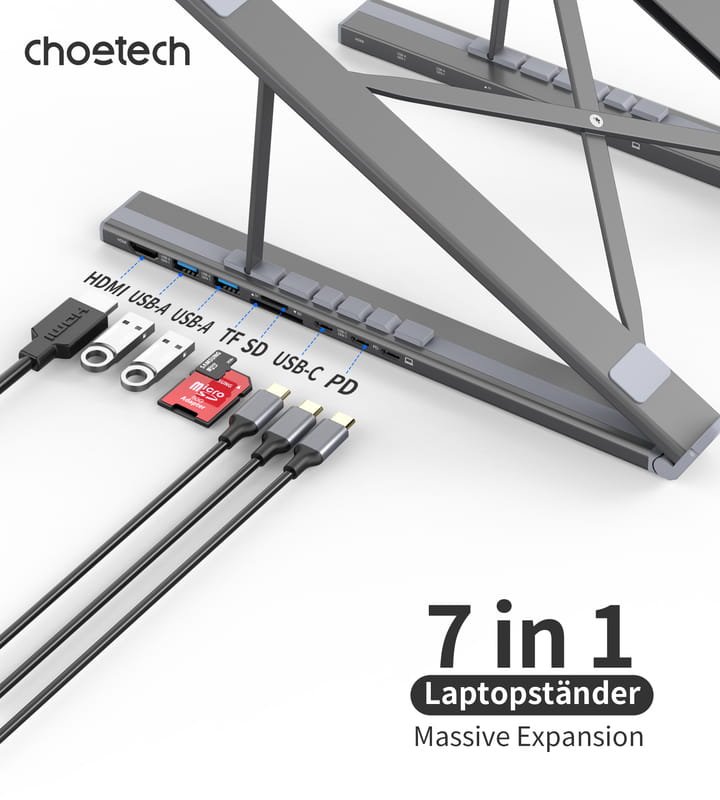 USB-хаб Choetech HUB-M48-GY USB Type-C 7-в-1