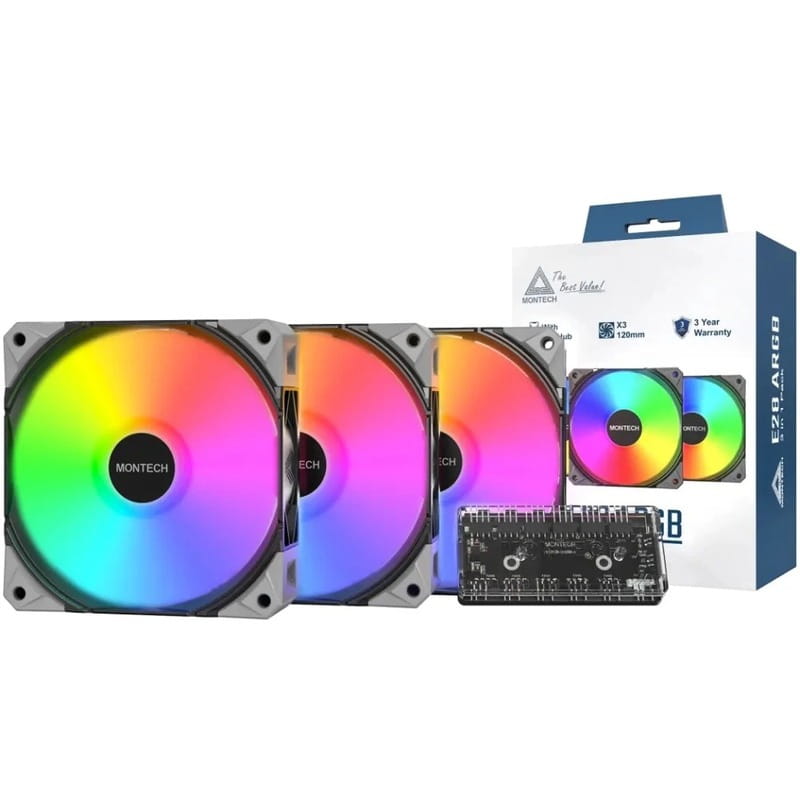Вентилятор Montech E28 ARGB 3 Pack (B) Black