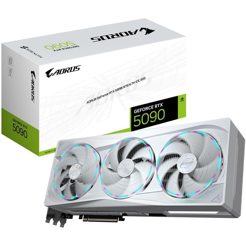 Видеокарта GF RTX 5090 32GB GDDR7 Aorus Stealth Ice Gigabyte (GV-N5090AORUSST ICE-32GD)