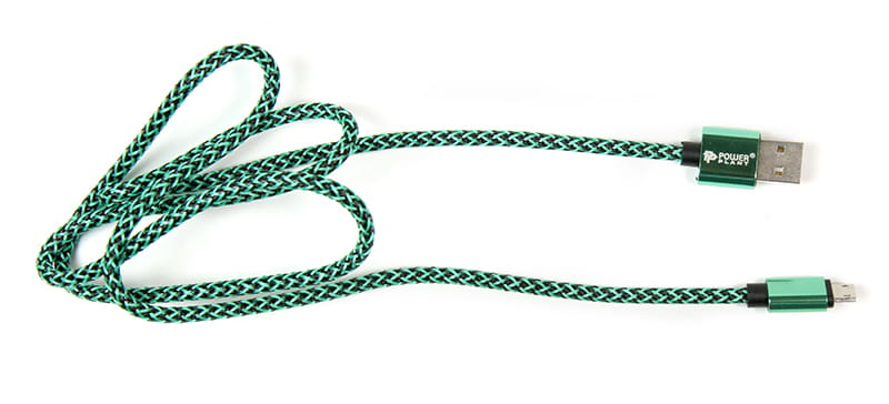 Кабель PowerPlant USB-microUSB, 1м Green (CA910229)