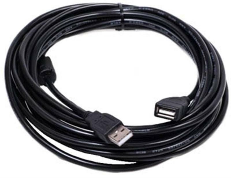 Кабель PowerPlant (KD00AS1211) USB2.0(AF)-USB2.0(AM), 3м, One ferrite, Black