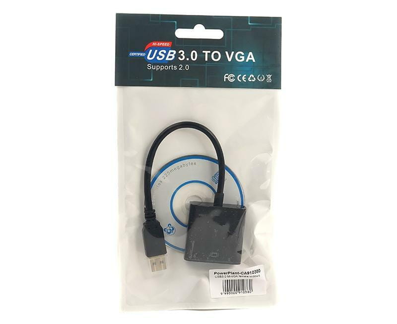 Кабель-переходник PowerPlant (CA910380) USB 3.0 M - VGA F