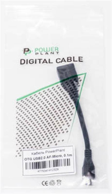 Кабель PowerPlant (KD00AS1232) USB2.0(AF)-MicroUSB(AM), OTG, 0.1м, Black