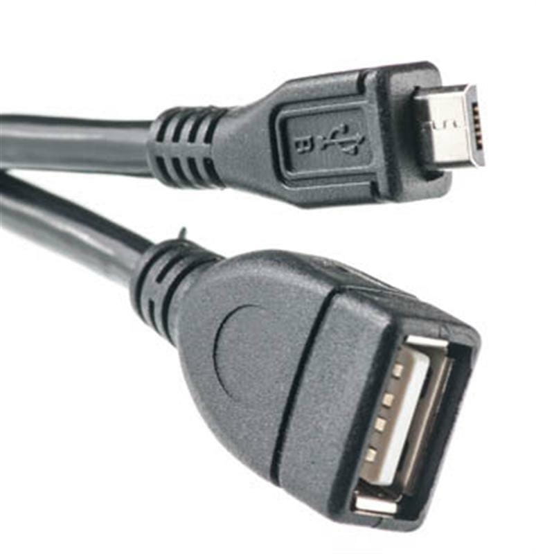 Кабель PowerPlant (KD00AS1232) USB2.0(AF)-MicroUSB(AM), OTG, 0.1м, Black