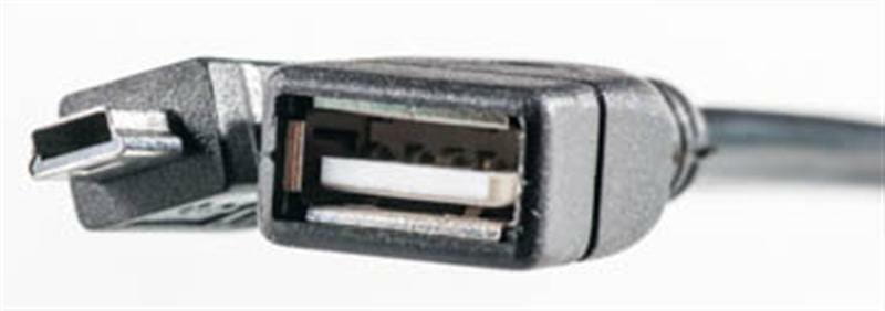 Кабель PowerPlant (KD00AS1234) USB2.0(AF)-MiniUSB(AM), OTG, 0.1м, Black