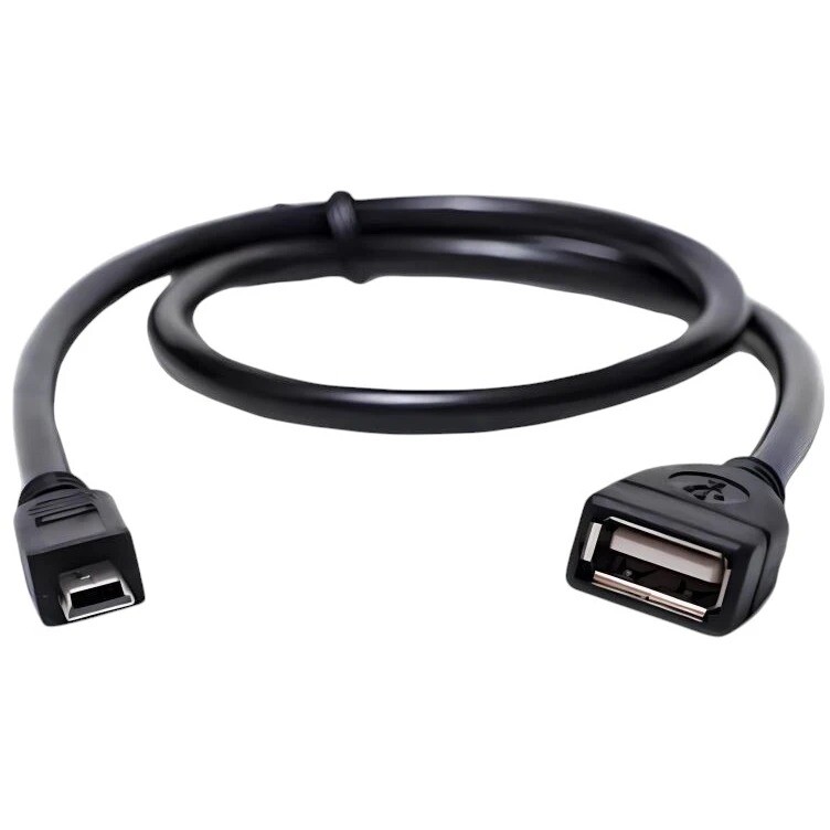 Кабель PowerPlant (KD00AS1235) USB2.0(AF)-MiniUSB(AM), OTG, 0.5м, Black