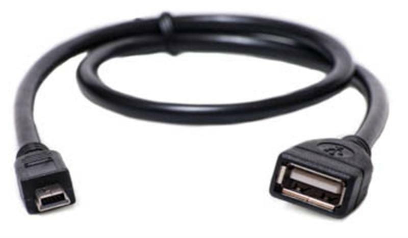 Кабель PowerPlant (KD00AS1235) USB2.0(AF)-MiniUSB(AM), OTG, 0.5м, Black