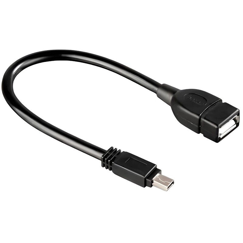 Кабель PowerPlant (KD00AS1235) USB2.0(AF)-MiniUSB(AM), OTG, 0.5м, Black