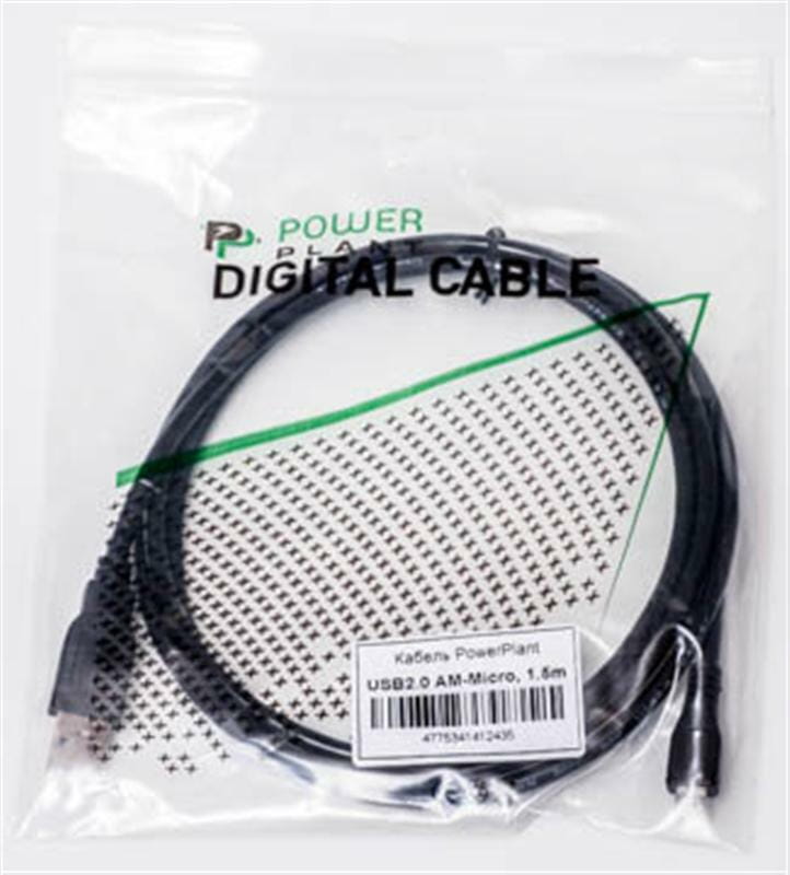 Кабель PowerPlant (KD00AS1243) USB2.0(AM)-MicroUSB(AM), 1.5м, Black
