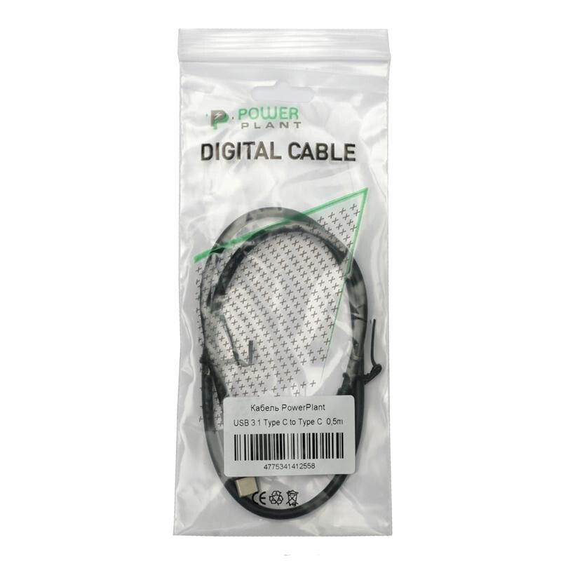 Кабель PowerPlant (KD00AS1255) USB3.0 Type-C(M)-USB3.0 Type-C(M), 0.5м, Black