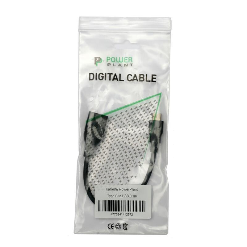 Кабель PowerPlant (KD00AS1257) USB3.0 Type-C(M)-USB3.0(AF), 0.1м, Black