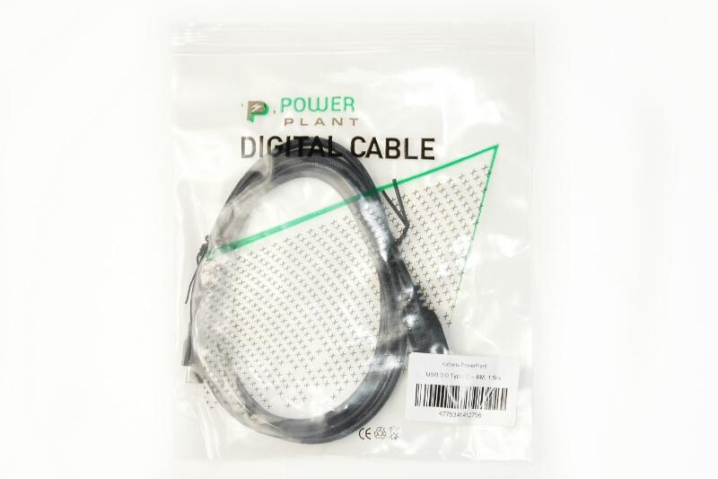 Кабель PowerPlant (KD00AS1275) USB3.0 Type-C(M)-USB(BM), 1 м, Black