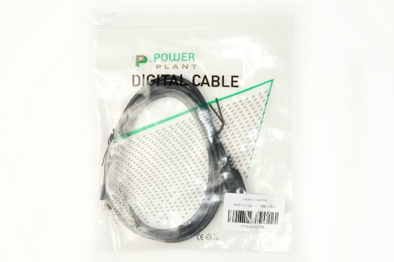 Кабель PowerPlant (KD00AS1275) USB3.0 Type-C(M)-USB(BM), 1.5м, Black